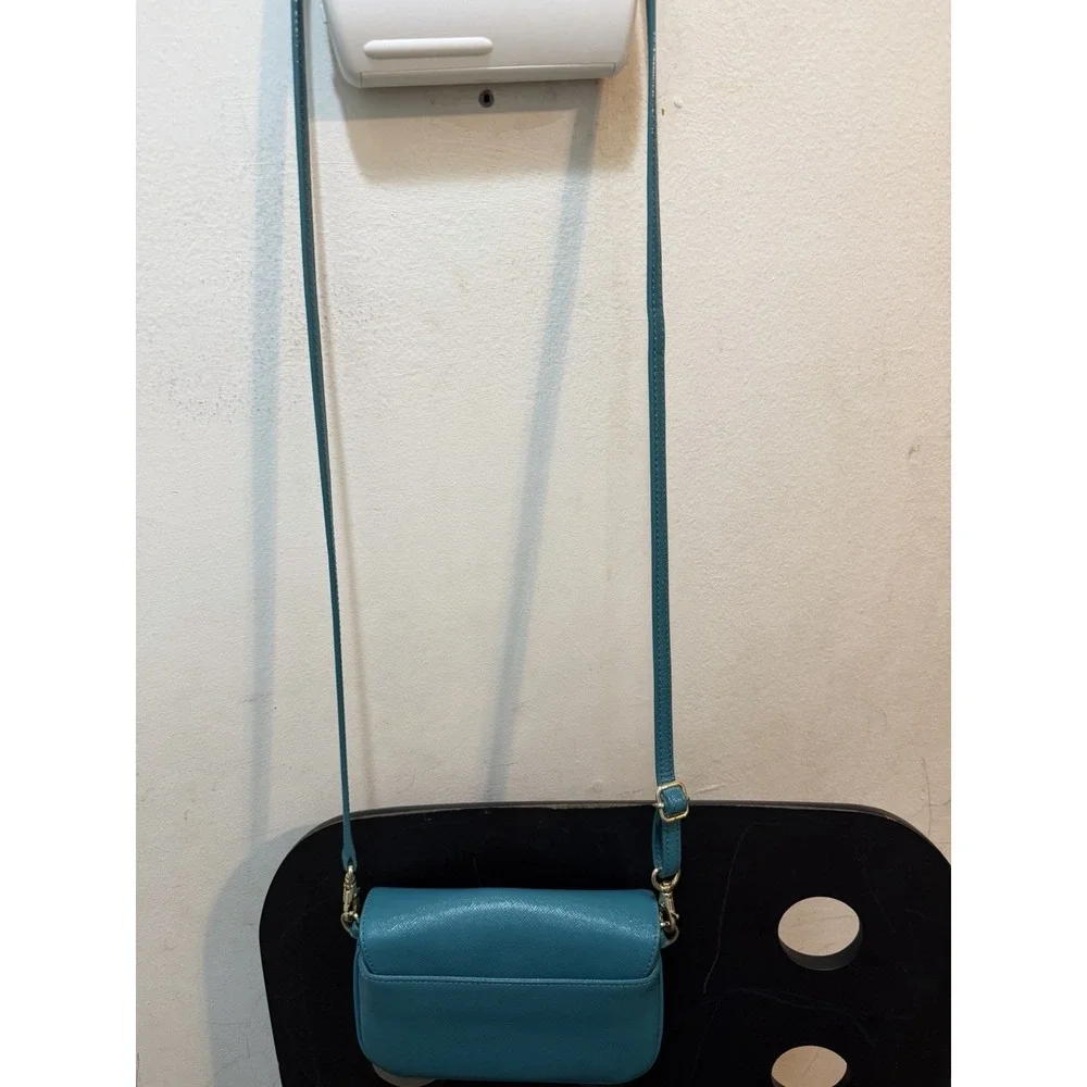 Tory Burch Robinson Turquoise Turn Lock Clutch Crossbody Bag Gold Hardware